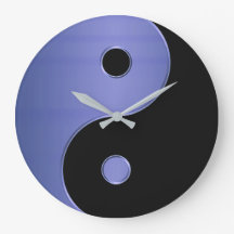 Yin Yang Clock in Light Blue Silver en Black