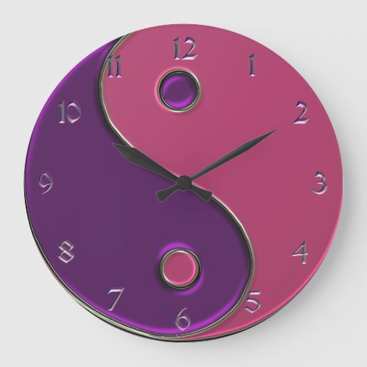 Yin Yang Clock in Paars en roze Grote Klok (Voorkant)