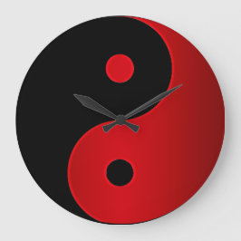 Yin Yang Clock in Red en Black Grote Klok