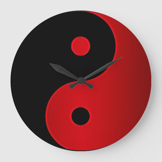 Yin Yang Clock in Red en Black Grote Klok (Voorkant)