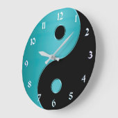 Yin Yang Clock in Turquoise en Black Grote Klok (Hoek)