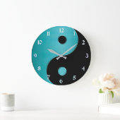 Yin Yang Clock in Turquoise en Black Grote Klok (Huis)
