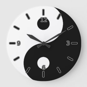 Yin Yang Clock (met cijfers) Grote Klok