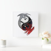 Yin Yang Clock: Vuur- en ijstrekkers Vierkante Klok (Huis)