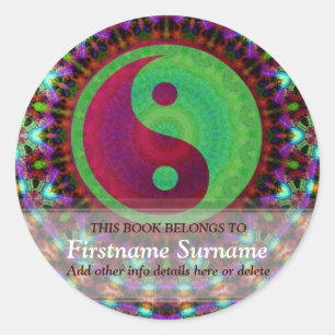 Yin Yang Colorama Bookplate Sticker