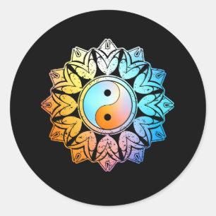 Yin Yang Colorful Mandala Chinese Tao Qigong Tai C Ronde Sticker