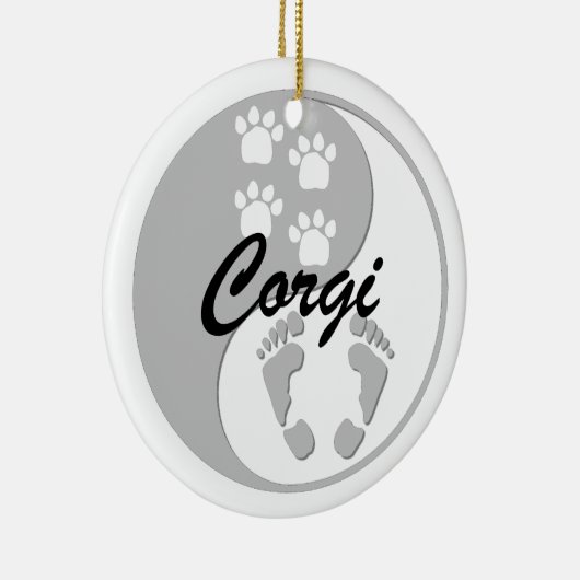 yin yang corgi keramisch ornament (Rechts)