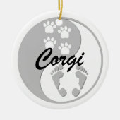 yin yang corgi keramisch ornament (Voorkant)