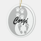yin yang corgi keramisch ornament (Links)