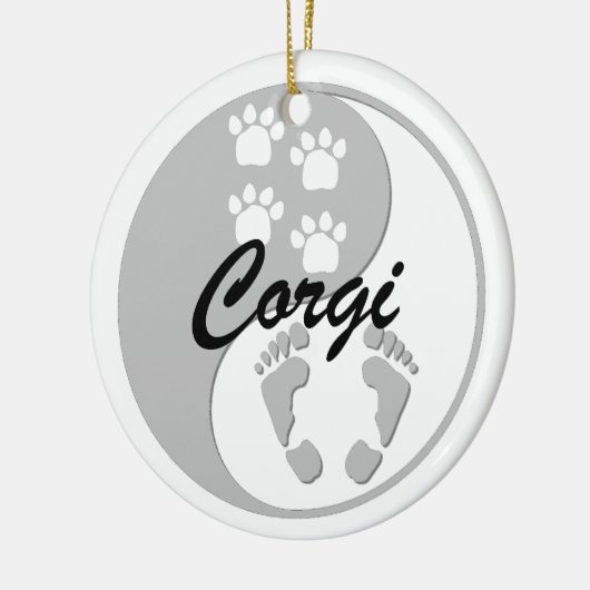 yin yang corgi keramisch ornament (Links)