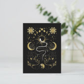 Yin Yang Crescent Moon Sun Celestial Snakes Briefkaart (Staand voorkant)