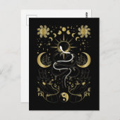 Yin Yang Crescent Moon Sun Celestial Snakes Briefkaart (Voorkant / Achterkant)