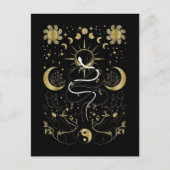 Yin Yang Crescent Moon Sun Celestial Snakes Briefkaart (Voorkant)