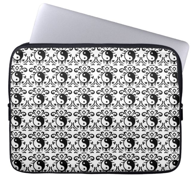Yin Yang Damask Laptop Sleeve (Voorkant)