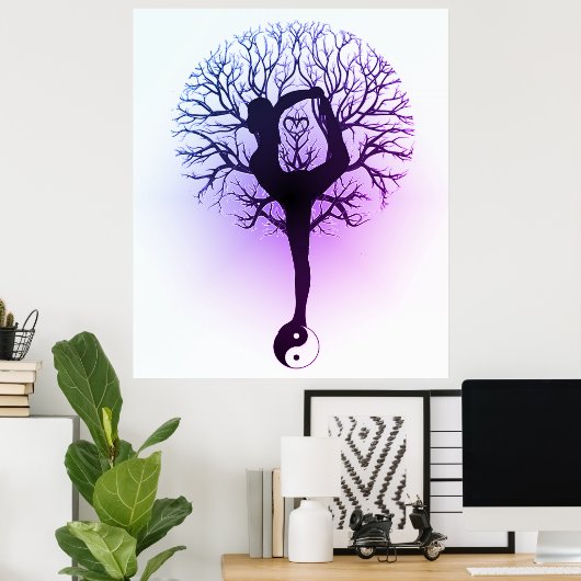 Yin Yang, de boom van het leven, vrouwen, Yoga Paa Poster (Thuiskantoor)