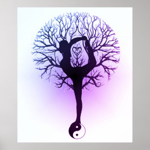 Yin Yang, de boom van het leven, vrouwen, Yoga Paa Poster