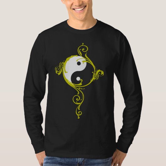 Yin Yang Design Black T-Shirt (Voorkant)