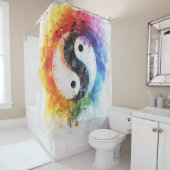 Yin Yang digitale kunst Douchegordijn (In situ)