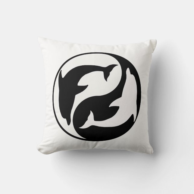Yin Yang Dolfijnen Omkeerbare Kussen (Voorkant)