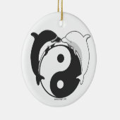 Yin Yang Dolphins Black/White Keramisch Ornament (Rechts)