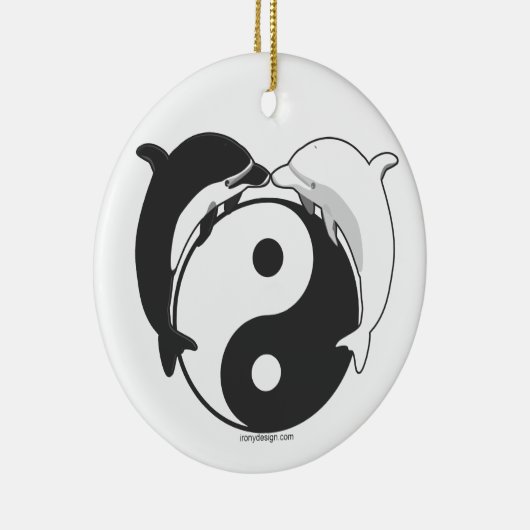 Yin Yang Dolphins Black/White Keramisch Ornament (Rechts)