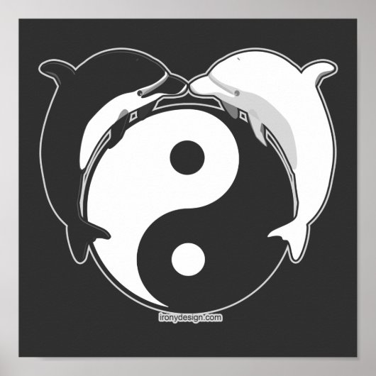 Yin Yang Dolphins Black/White Poster (Voorkant)
