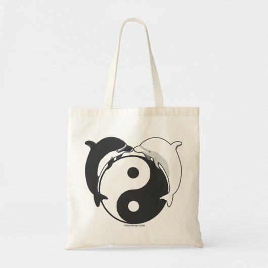 Yin Yang Dolphins Black/White Tote Bag (Voorkant)