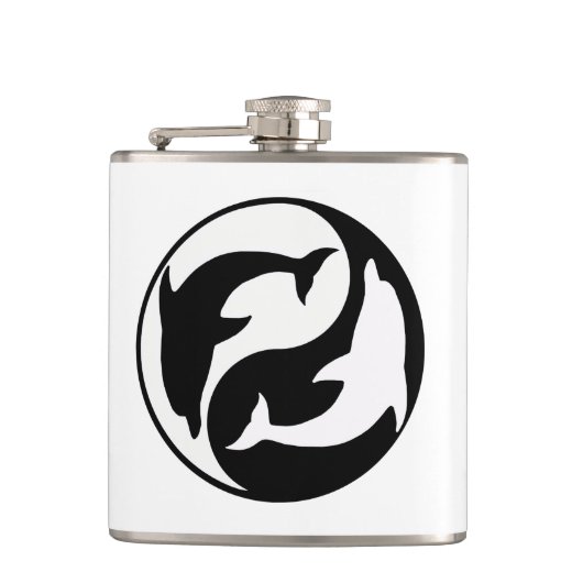 Yin Yang Dolphins Flask Heupfles (Voorkant)
