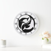Yin Yang Dolphins Round Roman Nummerklok Grote Klok (Huis)