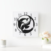 Yin Yang Dolphins Square Clock Vierkante Klok (Huis)