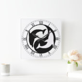 Yin Yang Dolphins Square Roman Numerals Clock Vierkante Klok (Huis)
