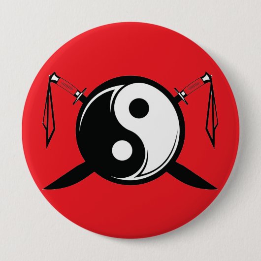 Yin Yang Double Broadsword Ronde Button 4,0 Cm (Voorkant)