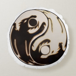 Yin yang Double Dragon Rond Kussen