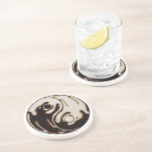 Yin Yang Double Dragon Zandsteen Onderzetter (Zijkant)