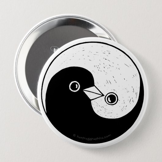 Yin Yang doves harmony badge Ronde Button 4,0 Cm (Voorkant /achterkant)