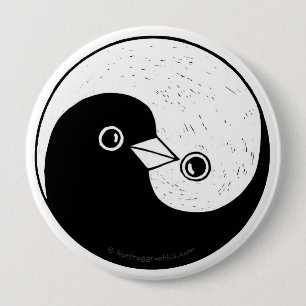 Yin Yang doves harmony badge Ronde Button 4,0 Cm