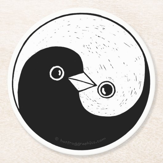 Yin Yang doves papier onderzetter (Voorkant)