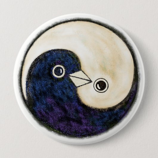 Yin Yang doves reuzenharmony badge Ronde Button 4,0 Cm (Voorkant)
