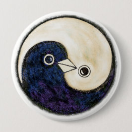 Yin Yang doves reuzenharmony badge Ronde Button 4,0 Cm