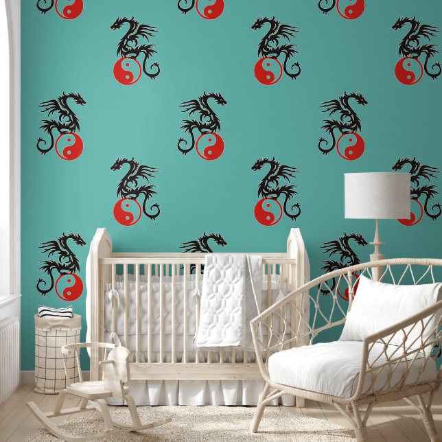 Yin & Yang - Draak 1 Behang (Kinderen)