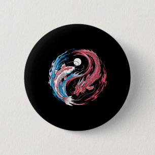 Yin Yang Draak En Koi Fusie Grappige Zen Yoga Voor Ronde Button 5,7 Cm