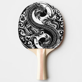 Yin Yang-draak in zwart en wit gepersonaliseerd Tafeltennisbatje
