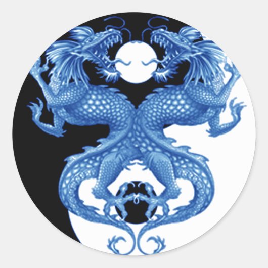 Yin Yang Dragon 2 Ronde Sticker (Voorkant)