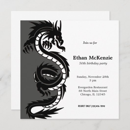 Yin Yang Dragon Birthday thema Kaart (Voorkant / Achterkant)