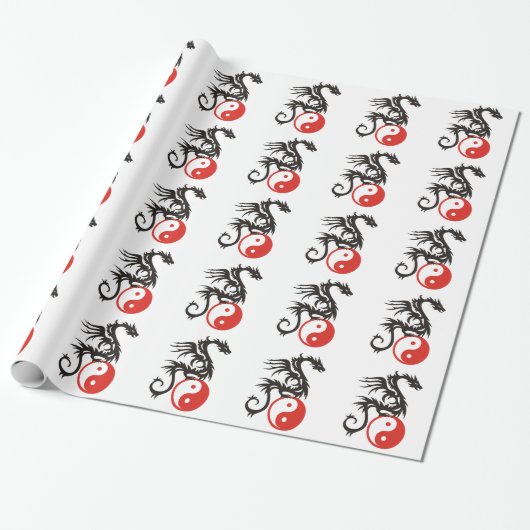 Yin & Yang Dragon Cadeaupapier (Uitgerold)