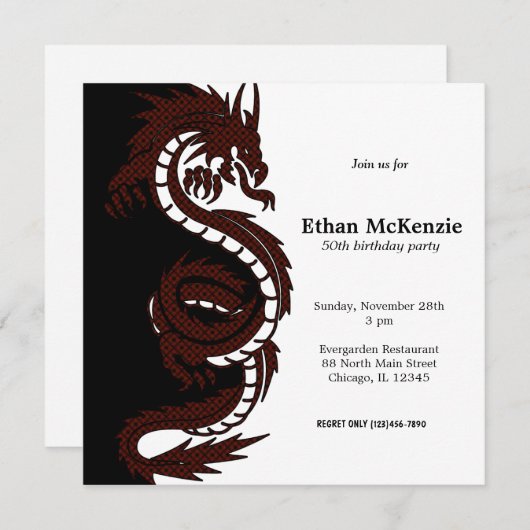 Yin Yang Dragon Kaart (Voorkant / Achterkant)