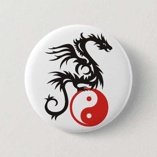 Yin & Yang Dragon Ronde Button 5,7 Cm (Voorkant)