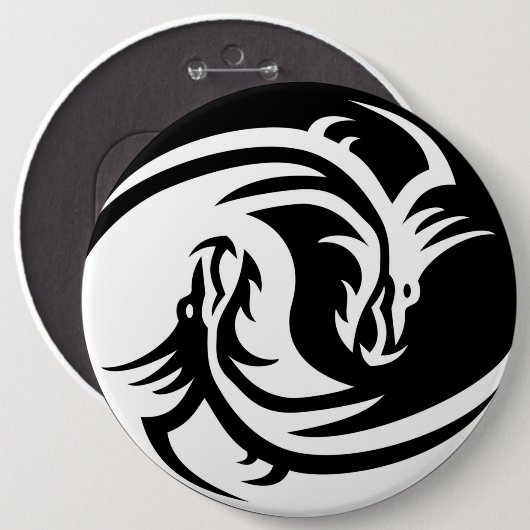 Yin Yang Dragon Ronde Button 6,0 Cm (Voorkant /achterkant)