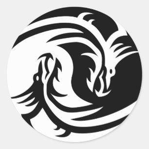 Yin Yang Dragon Ronde Sticker