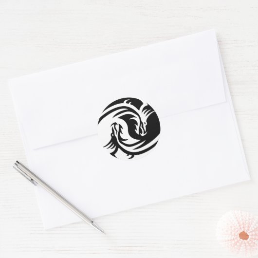 Yin Yang Dragon Ronde Sticker (Envelop)